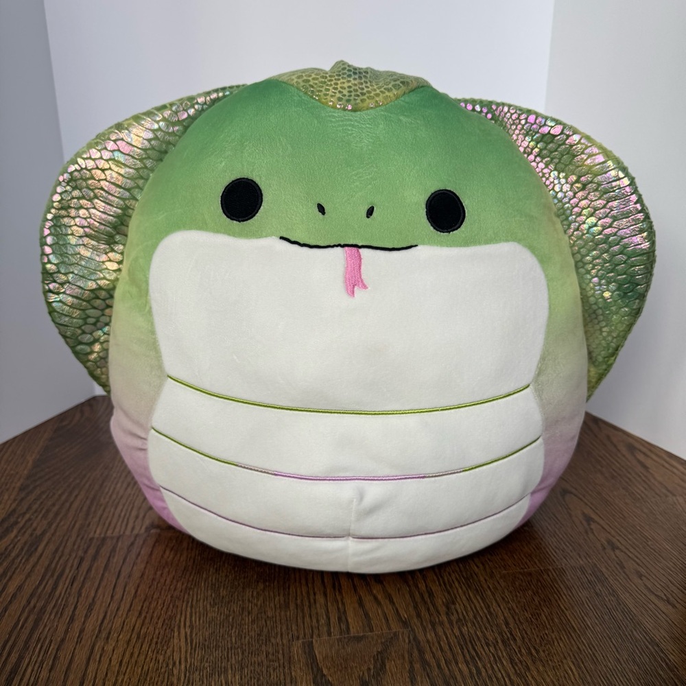 Squishmallows Khaled Green and White Cobra Snake Plush